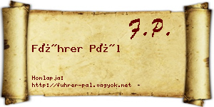 Führer Pál névjegykártya